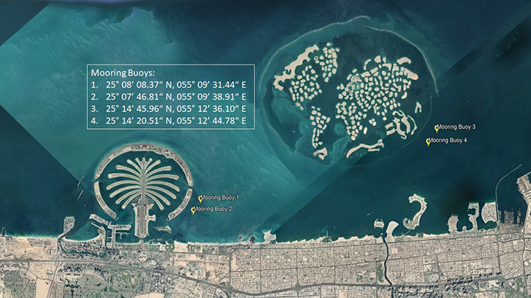 DMA completes the installation of mooring buoys for free use in Dubai waters